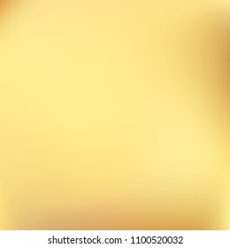 Soft golden gradient. Blurred abstract background. Gold gradient blurry blend. Holographic illustration. Smooth texture. Beautiful natural light vector. Holographic soft golden mesh. Light design.