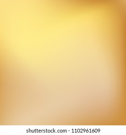 Soft golden gradient. Blurred abstract background. Gold gradient blurry blend. Holographic illustration. Smooth texture. Beautiful natural light vector. Holographic soft golden mesh. Light design.