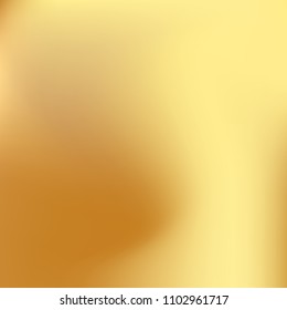 Soft golden gradient. Blurred abstract background. Gold gradient blurry blend. Holographic illustration. Smooth texture. Beautiful natural light vector. Holographic soft golden mesh. Light design.