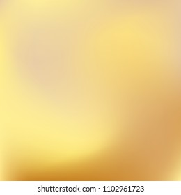 Soft golden gradient. Blurred abstract background. Gold gradient blurry blend. Holographic illustration. Smooth texture. Beautiful natural light vector. Holographic soft golden mesh. Light design.
