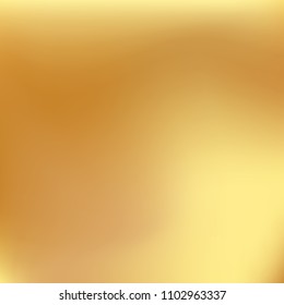 Soft golden gradient. Blurred abstract background. Gold gradient blurry blend. Holographic illustration. Smooth texture. Beautiful natural light vector. Holographic soft golden mesh. Light design.