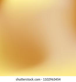 Soft golden gradient. Blurred abstract background. Gold gradient blurry blend. Holographic illustration. Smooth texture. Beautiful natural light vector. Holographic soft golden mesh. Light design.