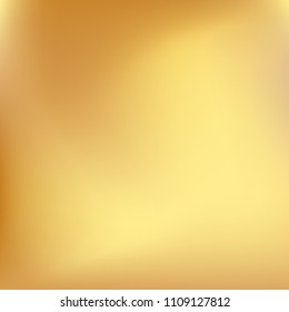 Soft golden gradient. Blurred abstract background. Gold gradient blurry blend. Holographic illustration. Smooth texture. Beautiful natural light vector. Holographic soft golden mesh. Light design.