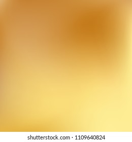 Soft golden gradient. Blurred abstract background. Gold gradient blurry blend. Holographic illustration. Smooth texture. Beautiful natural light vector. Holographic soft golden mesh. Light design.