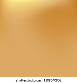 Soft golden gradient. Blurred abstract background. Gold gradient blurry blend. Holographic illustration. Smooth texture. Beautiful natural light vector. Holographic soft golden mesh. Light design.