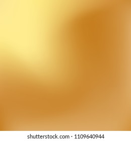 Soft golden gradient. Blurred abstract background. Gold gradient blurry blend. Holographic illustration. Smooth texture. Beautiful natural light vector. Holographic soft golden mesh. Light design.