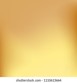 Soft golden gradient. Blurred abstract background. Gold gradient blurry blend. Holographic illustration. Smooth texture. Beautiful natural light vector. Holographic soft golden mesh. Light design.