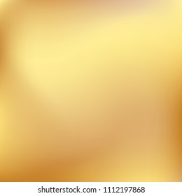 Soft golden gradient. Blurred abstract background. Gold gradient blurry blend. Holographic illustration. Smooth texture. Beautiful natural light vector. Holographic soft golden mesh. Light design.