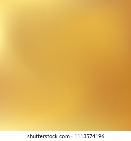 Soft golden gradient. Blurred abstract background. Gold gradient blurry blend. Holographic illustration. Smooth texture. Beautiful natural light vector. Holographic soft golden mesh. Light design.