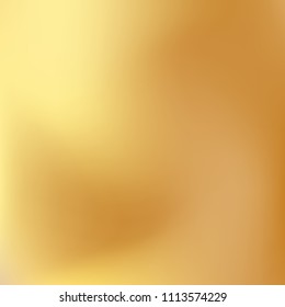 Soft golden gradient. Blurred abstract background. Gold gradient blurry blend. Holographic illustration. Smooth texture. Beautiful natural light vector. Holographic soft golden mesh. Light design.