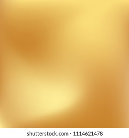 Soft golden gradient. Blurred abstract background. Gold gradient blurry blend. Holographic illustration. Smooth texture. Beautiful natural light vector. Holographic soft golden mesh. Light design.
