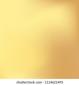Soft golden gradient. Blurred abstract background. Gold gradient blurry blend. Holographic illustration. Smooth texture. Beautiful natural light vector. Holographic soft golden mesh. Light design.
