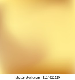 Soft golden gradient. Blurred abstract background. Gold gradient blurry blend. Holographic illustration. Smooth texture. Beautiful natural light vector. Holographic soft golden mesh. Light design.