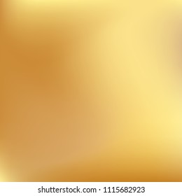 Soft golden gradient. Blurred abstract background. Gold gradient blurry blend. Holographic illustration. Smooth texture. Beautiful natural light vector. Holographic soft golden mesh. Light design.