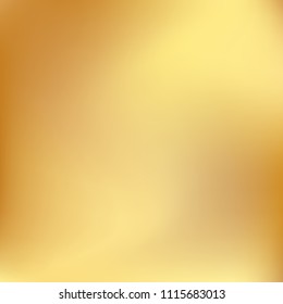 Soft golden gradient. Blurred abstract background. Gold gradient blurry blend. Holographic illustration. Smooth texture. Beautiful natural light vector. Holographic soft golden mesh. Light design.