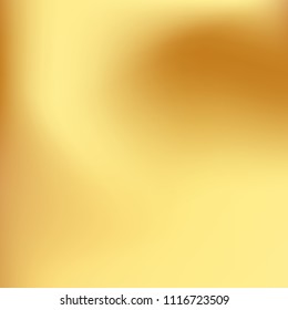 Soft golden gradient. Blurred abstract background. Gold gradient blurry blend. Holographic illustration. Smooth texture. Beautiful natural light vector. Holographic soft golden mesh. Light design.