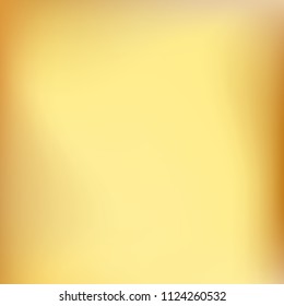 Soft golden gradient. Blurred abstract background. Gold gradient blurry blend. Holographic illustration. Smooth texture. Beautiful natural light vector. Holographic soft golden mesh. Light design.