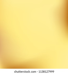 Soft golden gradient. Blurred abstract background. Gold gradient blurry blend. Holographic illustration. Smooth texture. Beautiful natural light vector. Holographic soft golden mesh. Light design.