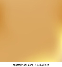 Soft golden gradient. Blurred abstract background. Gold gradient blurry blend. Holographic illustration. Smooth texture. Beautiful natural light vector. Holographic soft golden mesh. Light design.