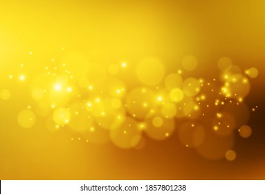 Soft golden lights. Abstract vector bokeh background.