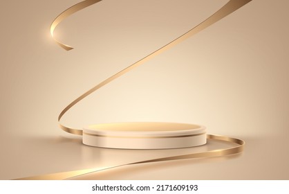 Soft golden podium with ribbons