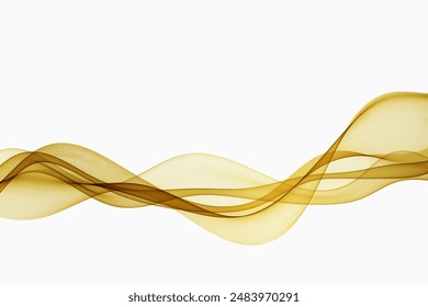 Soft golden wavy lines. Abstract golden wave flow.