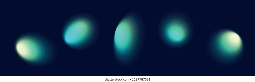 Soft gradient background with abstract blur effect, blue and green color transition, grainy watercolor texture, fluid neon mesh design. Flat vector illustration isolated on white background.