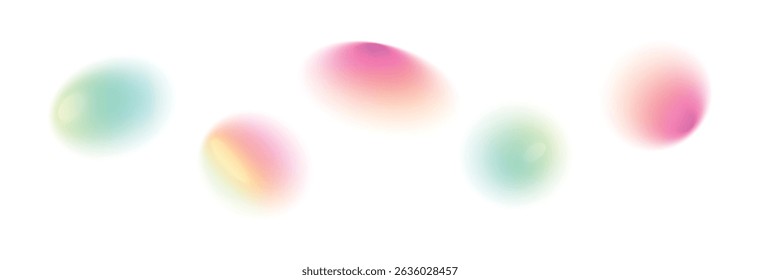Soft gradient background with abstract blur effect, blue and green color transition, grainy watercolor texture, fluid neon mesh design. Flat vector illustration isolated on white background.