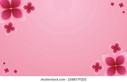 Soft gradient background with abstract pink flowers