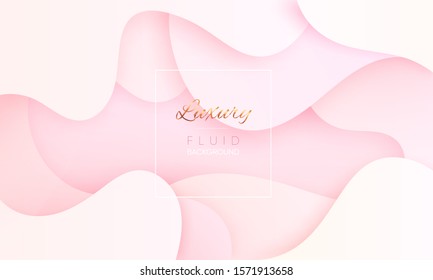 Soft gradient background in fluid modern colors. Paper cut texture, baby pink glamour pattern for ads, cosmetics cover, woman poster. Liquid dynamic shapes abstract composition. Vector EPS 10.