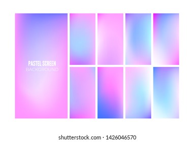 Soft gradient background in hologram colors. Wallpaper design for mobile app. Vector illustration