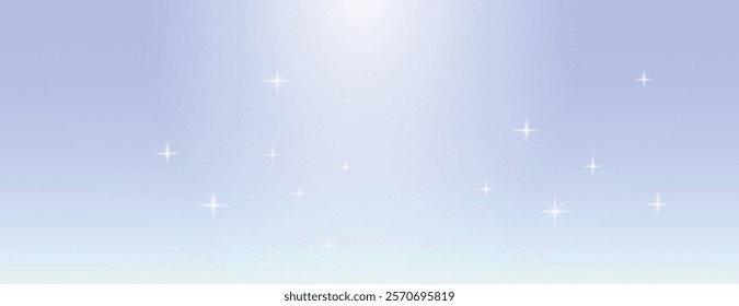 Soft gradient background with light blue color, featuring a smooth texture and scattered white stars. Blue background with a serene feel. Gradient aesthetic background vector. Blue background.