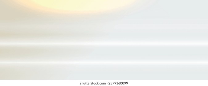 Soft gradient background with light yellow and white hues. The background features smooth, horizontal lines with a serene, airy texture. Gradient aesthetic background vector. Silver background.