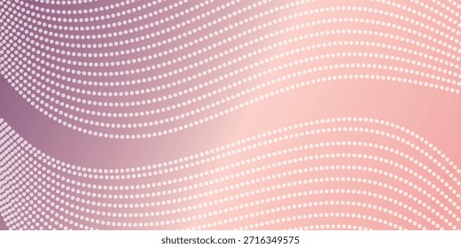 Un fondo degradado suave en tonos rosa y púrpura con patrones de onda abstractos superpuestos hechos de puntos Pequeños.