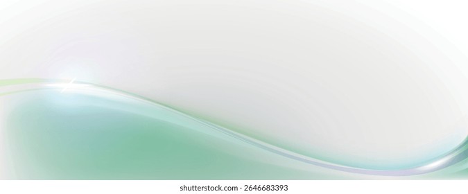Soft gradient background with a smooth, flowing design. Light green and white colors create a serene, airy background effect. Gradient wave background vector. Green background.
