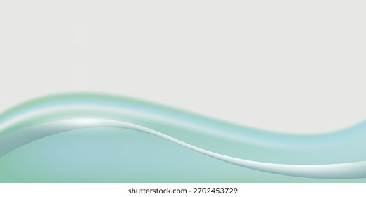 Fundo de gradiente suave com um design suave e fluido. As cores verde claro e branco criam um efeito de plano de fundo sereno e arejado. Vetor de plano de fundo da onda de gradiente. Fundo verde.