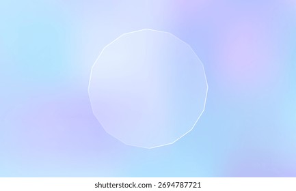 Fundo macio e gradiente com um círculo de vidro transparente. Design abstrato mínimo em tons azuis, roxos e cor-de-rosa perfeito para a interface do usuário moderna, banners de sites ou modelos de apresentação futurista.