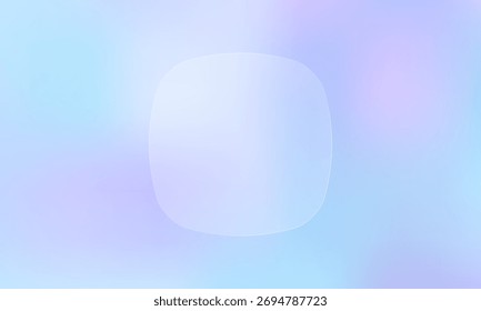 Fondo suave y degradado con un círculo de vidrio transparente. Diseño abstracto mínimo en tonos azules, púrpuras y rosados perfecto para la interfaz de usuario moderna, Anuncios de Sitio web o Plantillas de presentación futuristas.