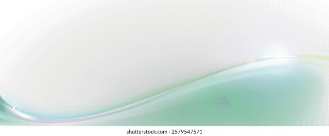 Soft gradient background with white and green hues. The background features a smooth, flowing texture with subtle white and green tones. Gradient wave background vector. Green background.