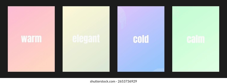 Soft Gradient Backgrounds in Pastel Tones – Typography Design Warm Elegant Cold Calm. Ideal design for social media, cover, banner, flyer, ads.