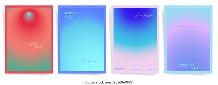 Soft Gradient Christmas Posters with Dreamy Winter Themes. Elegant and Minimalistic Designs for Festive Greeting Cards and Holiday Celebrations.