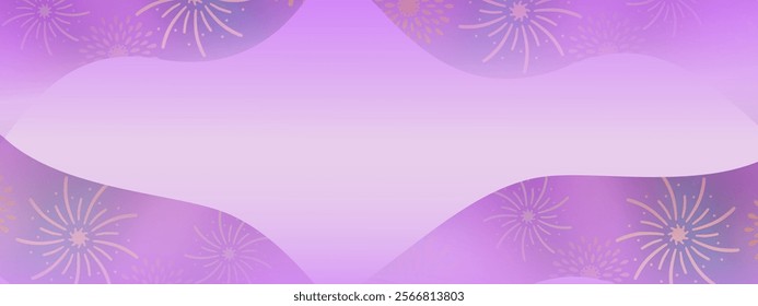 A soft gradient design in lavender and pink hues, with golden firework patterns delicately spread across, creating an elegant and celebratory atmosphere.