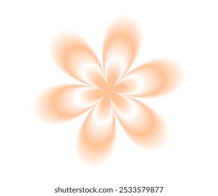 Soft gradient flower shape isolated on white background. Blur aura floral design element, 2000s silhouette. Vector