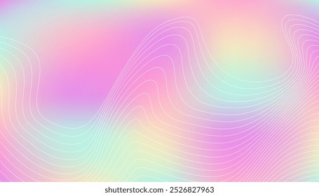 Plano de fundo pastel de gradiente suave com padrão de linha ondulada de fluxo suave