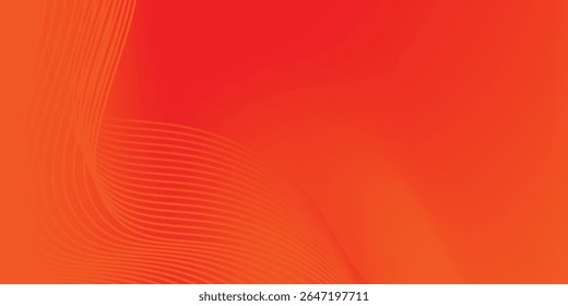 Soft gradient red, orange and yellow background with shining lines waves. vector eps10