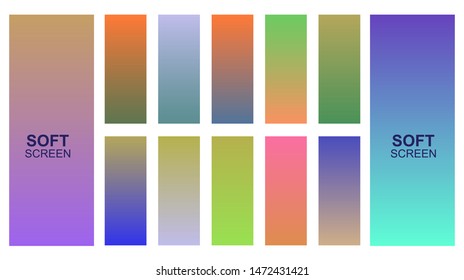 Soft Gradient Set Different Colors For Background. Design for Smartphone screen, mobile app Template, banner ,Wallpaper, background, flyer, Social media. Eps10