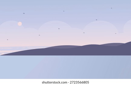 Soft Gradient Sky Over Minimal Mountain Landscape