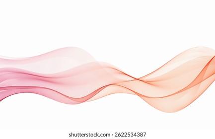 Soft gradient wave in red and orange tones on a white background, smooth transparent lines with elegant flowing movement.