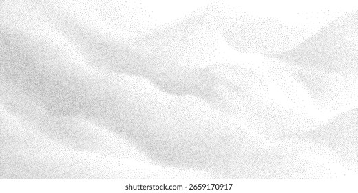 Textura de grano suave con un patrón de puntillas fluidas y puntos semitonos sutiles. Abstractas superficie de gradiente monocromo para el diseño de collage y póster. Ilustración vectorial