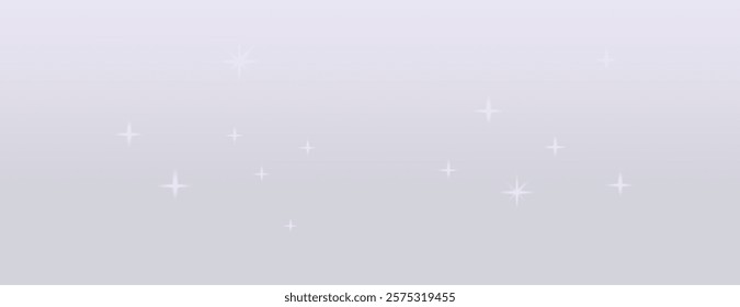 A soft gray background with a smooth texture and scattered white stars. The gray background adds a subtle, elegant touch with a starry effect. Gradient aesthetic background vector. Purple background.